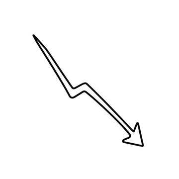 Downward trend arrow with zig zag line.