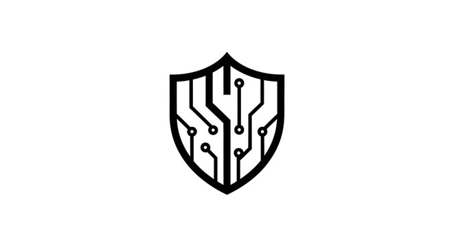Digital Shield Security Icon Circuit Board Technology.