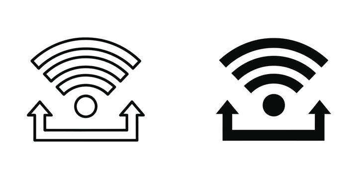 Comparison of active and inactive wireless signal indicators with bidirectional arrows