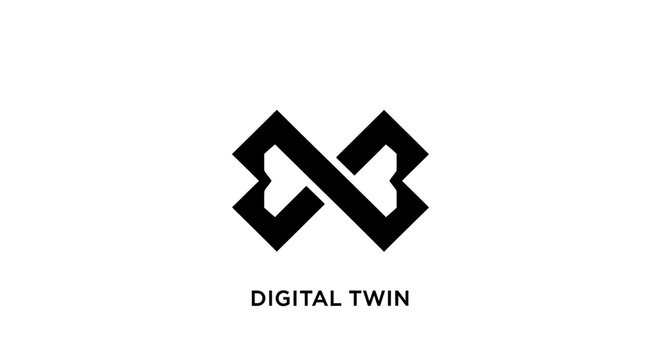 Digital Twin Technology Symbol Abstract Geometric Shape.
