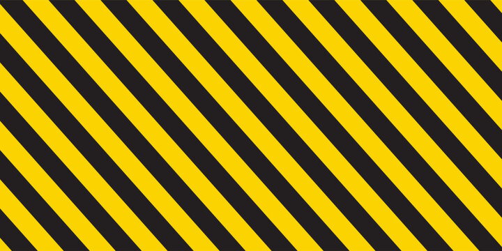 Yellow and black striped lines seamless pattern or texture. Under construction and safety background.