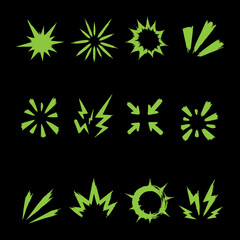 Set of explosive burst and flash effects with explosion effect sound effect brush stroke hand drawn © Jharna