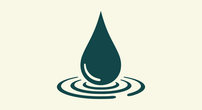 Minimalist Teal Water Drop Icon with Concentric Ripples Vector Illustration for Clean Environment