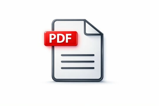 Modern pdf file icon with red label on document shape