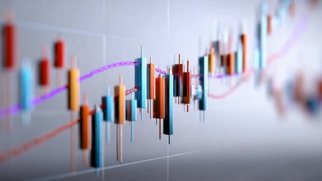 Financial Data Analysis: a close-up image captures a detailed visualization of financial data analysis, with colorful bar graphs against a blurred background.
