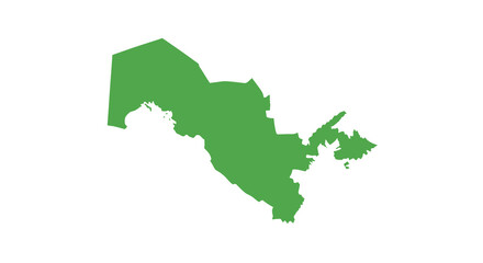Fototapeta premium A solid green silhouette depicts the geographical shape of the central asian country uzbekistan high quality professional detailed