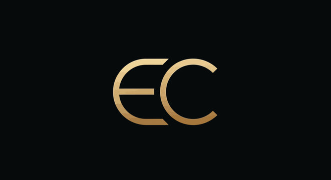 Elegant EC monogram logo design with gold gradient effect.