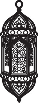 Black moroccan lantern with intricate geometric patterns