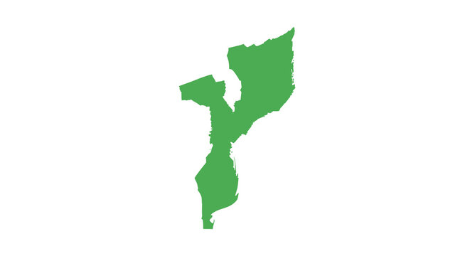 A solid green shape depicting the outline of the landlocked african nation zambia high quality professional detailed modern