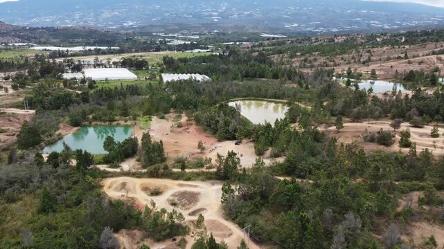 High altitude aerial shot showing the textures and patterns of industrial land use.