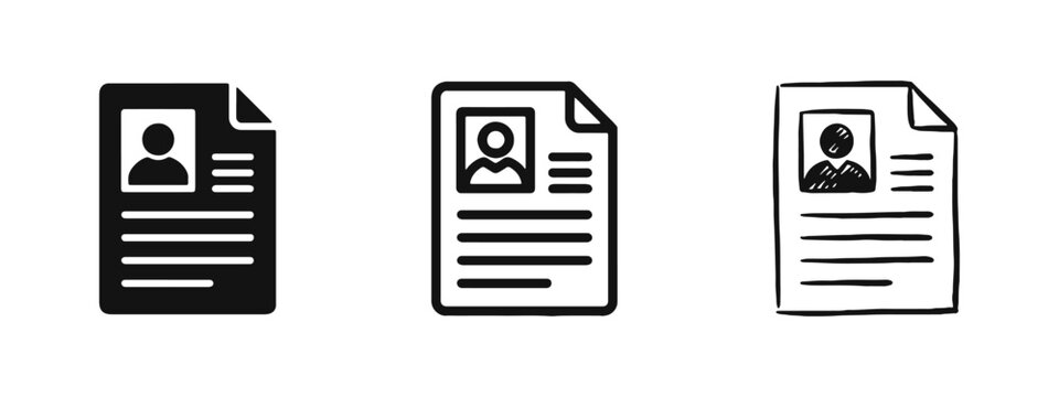 Resume CV curriculum vitae icons set for job application and hiring concept