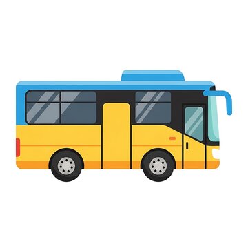 Yellow and blue bus vehicle.