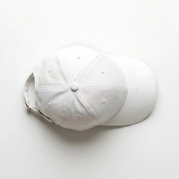 White Baseball Cap Isolated Background.