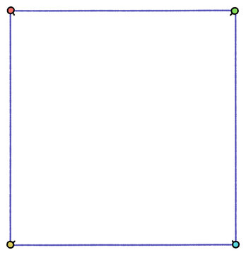 Square outline frame with colorful corner points for text or notes