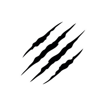 Puma claw scratches silhouette vector flat design isolated on white background.