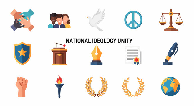 National Ideology Unity Symbols Icons.