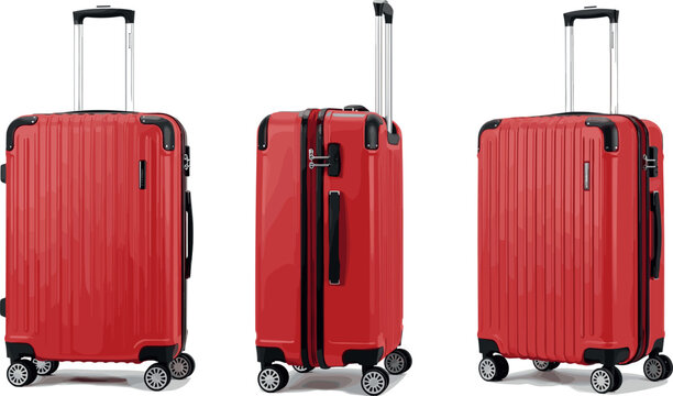 Red Hard Shell Luggage Set with Spinner Wheels and Telescoping Handle for Travel, Vacation, and Carry-On Bags