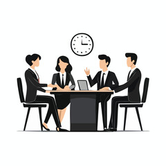 Obraz premium Business meeting with clock business collaboration discussion professionals schedule planning strategy management corporate agreement partnership teamwork conference briefing analysis