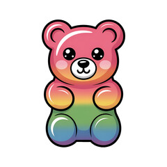 Fototapeta premium Cute rainbow gummy bear cartoon illustration colorful sweet candy character design