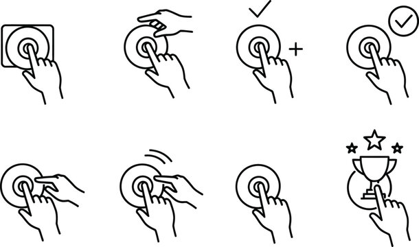 Set of Hand Gestures with Touchscreen Interface Icons