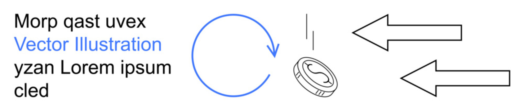 Financial concepts, currency exchange, economic growth, direction, cyclic nature, business strategy. Circular flow arrow with coin and directional arrows. Financial concepts and currency exchange