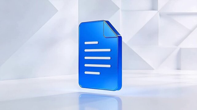 Blue document icon on geometric background