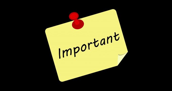 Yellow sticky note labeled Important pinned against black background. Great for highlighting key messages or reminders