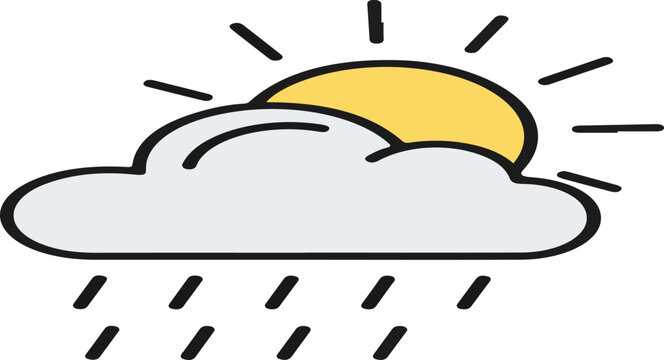 Rain line icon, day and sky, weather sign, vector graphics, a linear pattern on a white background..eps