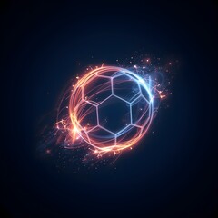 Obraz premium Abstract Glowing Football with Energy Trails on Dark Background