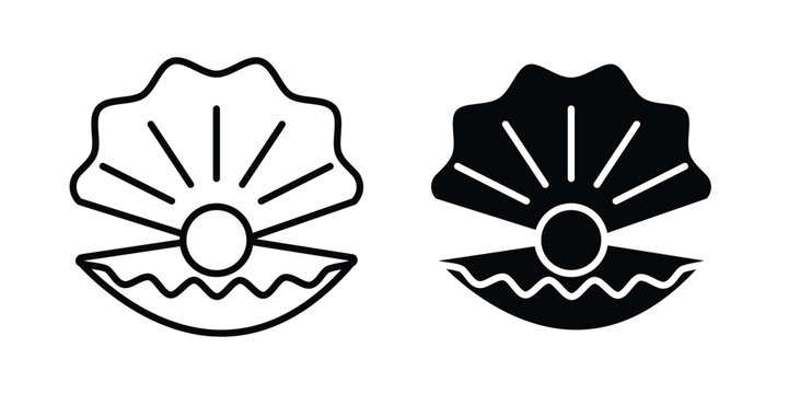 Pearl in the open shell icon - vector illustration eps10