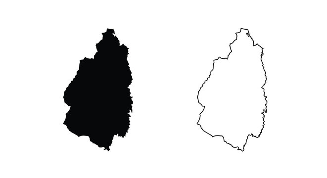 Two contrasting depictions of saint kitts and nevis a solid black shape alongside its white outline high quality