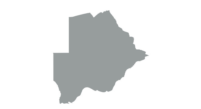 A grayscale depiction showcases the geographical outline of botswana highlighting its distinct national shape high quality professional detailed