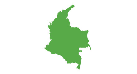 Obraz premium A solid green depiction of the geographical shape of the country of colombia isolated on white high quality
