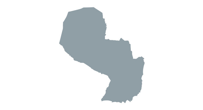 A solid gray silhouette depicts the geographical shape of paraguay a landlocked south american country high quality professional