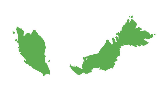 A vibrant green outline depicts the geographical shape of malaysia showcasing its peninsular and borneo regions high quality