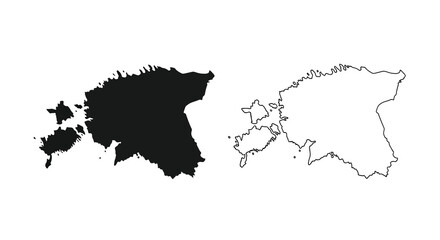 A visual comparison of estonia s geographic outline presented in filled black and white line art styles © ArtBySalea07