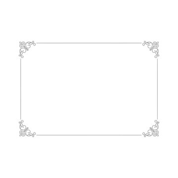 Elegant rectangular frame with decorative corner ornaments for invitations and certificates minimalist line art design