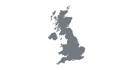 A simplified grayscale map depicts the british isles showcasing the outlines of great britain and ireland high quality © ArtBySalea07