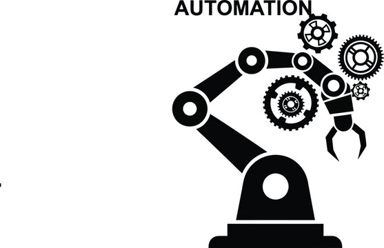 Robotic automation concept gears and mechanical arm