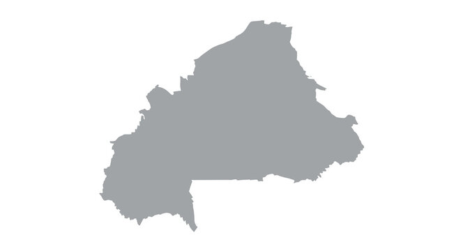 A grayscale silhouette depicts the geographical outline of the west african nation burkina faso high quality professional detailed