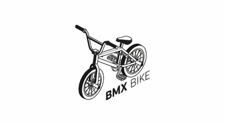 Fototapeta premium Illustration of a BMX bicycle with text BMX BIKE.
