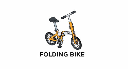 Fototapeta premium Orange Folding Bicycle Illustration with White Background.