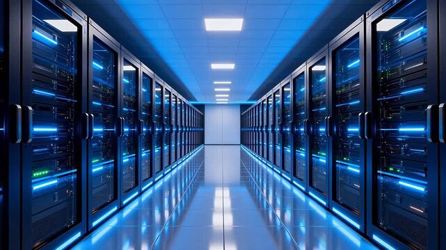 server room with blue lights