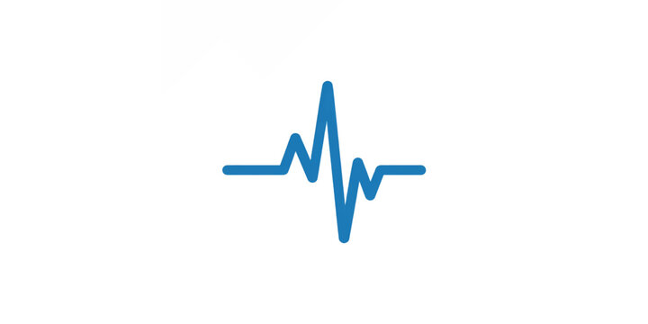 Medical illustration of a red heartbeat pulse line forming a heart shape on a white background as a vector icon for a business finance chart or web design concept