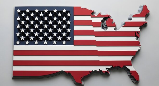 Creative us flag shaped like florida map silhouette