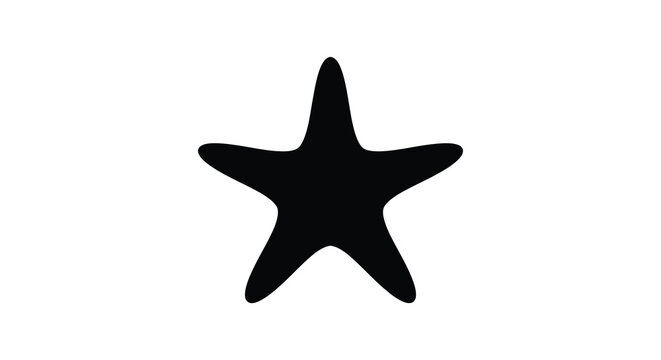 Simple black silhouette of a five pointed starfish on a white background