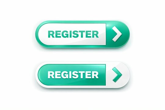 Modern green register button with white text and arrow
