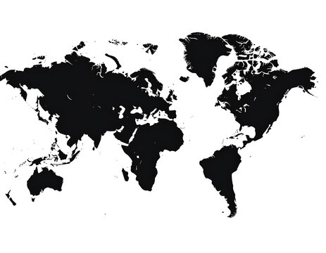 Simple black and white world map