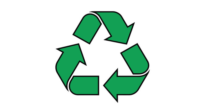 Green recycling symbol with three chasing arrows in a circular pattern