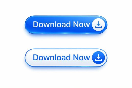 Modern download now button with arrow icon in blue and white style